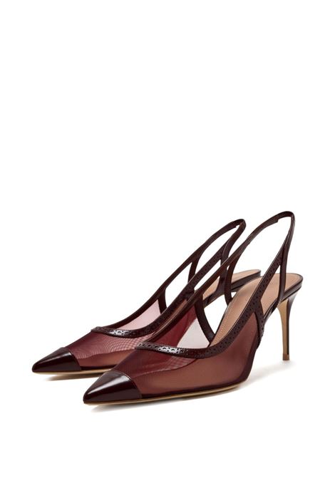 Burgundy mesh-panelled pointed-toe slingback pumps Malone souliers - women MALONE SOULIERS | AUBREY702BRGNDY